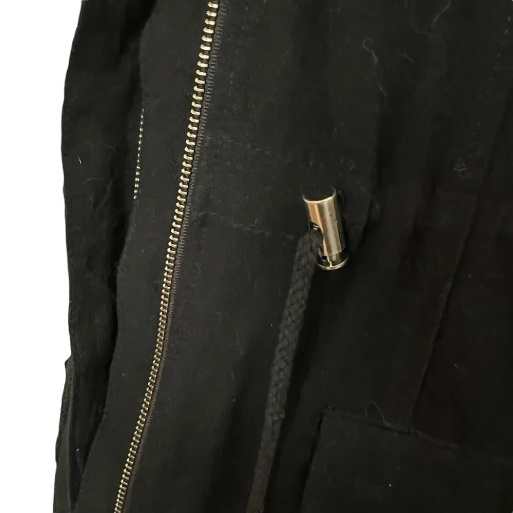 Rails Sz S Black Cargo Dark Academia Utility Jacket Lamb Leather Sleeves $348 - Picture 4 of 9